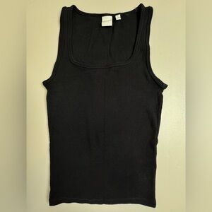 Aritzia Black Ribbed Tank Top Size Small Minimal Classic Staple